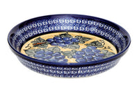 Grapes Pie Plate with Cobalt Trim Polish Pottery