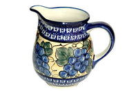 Grapes Small Pitcher with Cobalt Trim Polish Pottery