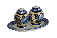 Grapes Salt & Pepper Shakers with Plate Polish Pottery