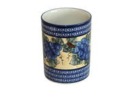 Grapes Utensil Jar with Cobalt Trim Polish Pottery