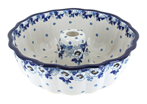 Polish Pottery Georgia Blue Ring Cake Pan