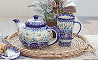 Garden of Blue Large Coffee Mug Polish Pottery