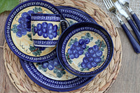 Grapes Plain Coffee Mug with Cobalt Trim Polish Pottery