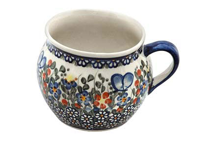 Garden Butterfly Bubble Soup Mug Polish Pottery