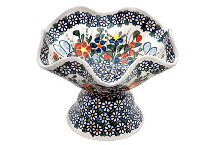 Garden Butterfly Pedestal Candy Dish Polish Pottery
