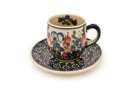 Garden Butterfly Espresso Cup & Saucer Polish Pottery