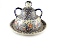 Garden Butterfly Cheese Lady Polish Pottery
