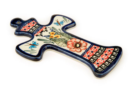 Floral Butterfly Cross Polish Pottery