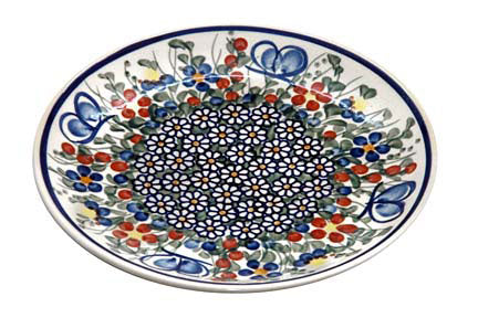 Garden Butterfly Dessert Plate Polish Pottery