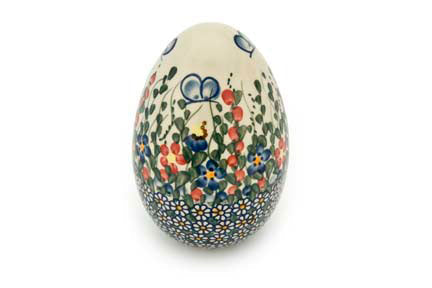 Polish Pottery Garden Butterfly Large Decorated Egg