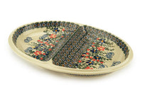 Garden Butterfly Large Divided Dish Polish Pottery