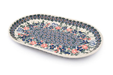 Garden Butterfly Large Oval Dish Polish Pottery