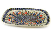 Garden Butterfly Large Rectangular Serving Platter Polish Pottery