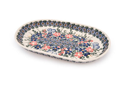 Garden Butterfly Medium Oval Dish Polish Pottery