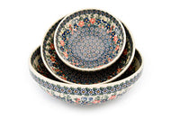 Garden Butterfly 3 Piece Serving Bowl Set Polish Pottery