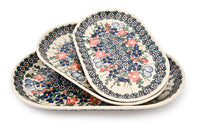Garden Butterfly 3 Piece Oval Server Set Polish Pottery