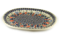 Garden Butterfly Large Oval Platter Polish Pottery