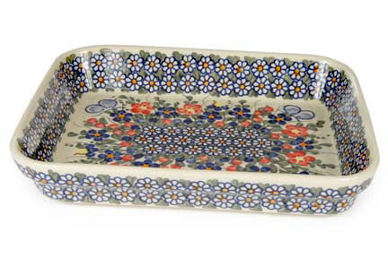 Garden Butterfly Small Rectangular Baker Polish Pottery