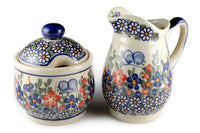 Garden Butterfly Cream & Sugar Set Polish Pottery