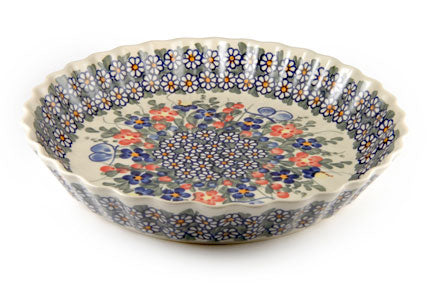 Garden Butterfly Pie Plate Polish Pottery