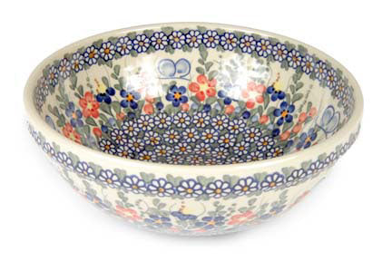 Garden Butterfly Small Serving Bowl Polish Pottery