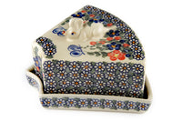 Garden Butterfly Cheese Dish with Mouse Polish Pottery
