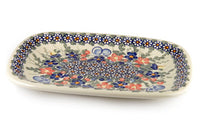 Garden Butterfly Small Rectangular Serving Platter Polish Pottery