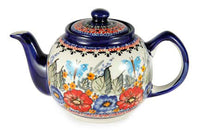 Floral Butterfly Medium Teapot Polish Pottery