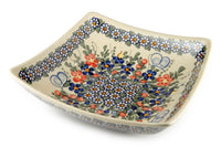 Garden Butterfly Square Serving Dish Polish Pottery