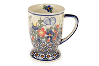 Garden Butterfly Pedestal Coffee Mug Polish Pottery