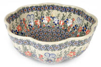 Garden Butterfly Large Scallop Bowl Polish Pottery