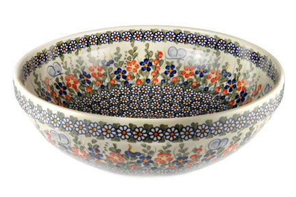 Garden Butterfly Large Serving Bowl Polish Pottery