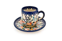 Garden of Eden Espresso Cup & Saucer Polish Pottery