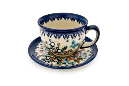 Garden of Eden Cup & Saucer Polish Pottery