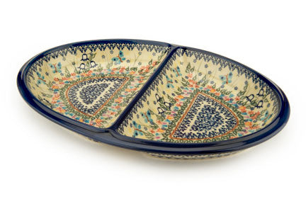 Garden of Eden Large Divided Dish Polish Pottery