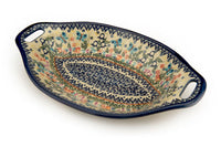 Garden of Eden Bread Tray with Handles Polish Pottery