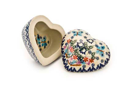 Garden of Eden Small Heart Box Polish Pottery