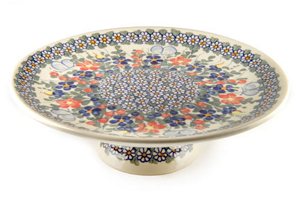 Garden Butterfly Cake Plate Polish Pottery