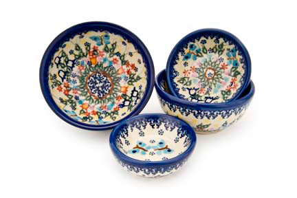 Garden of Eden Measuring Bowl Set Polish Pottery