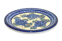 Grapes Dinner Plate with Cobalt Rim Polish Pottery