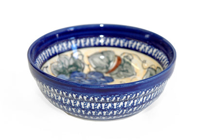 Grapes Cereal/Soup Bowl w/ Cobalt Rim Polish Pottery