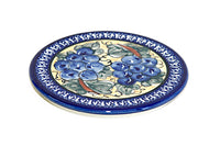 Grapes Trivet with Cobalt Trim Polish Pottery