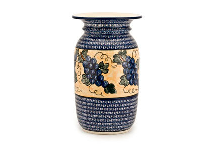 Grapes Tall Floor Vase Polish Pottery