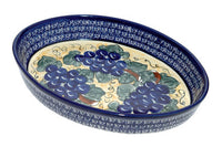 Grapes Large Oval Baker Polish Pottery