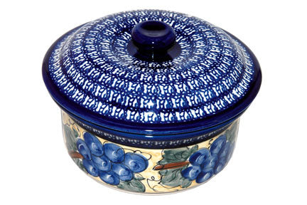 Grapes Round Baker with Lid Polish Pottery