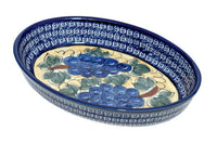 Grapes Medium Oval Baker Polish Pottery