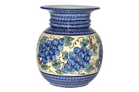 Grapes Floor Vase with Cobalt Trim Polish Pottery