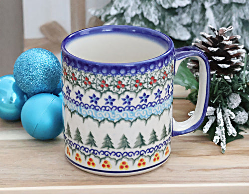 Holiday Pine Coffee Mug Polish Pottery