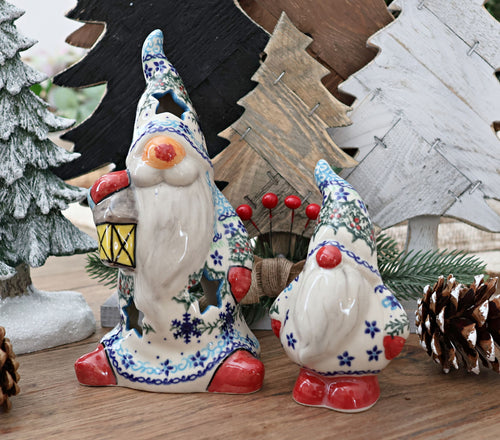 Winter Celebration Gnome Luminary Polish Pottery