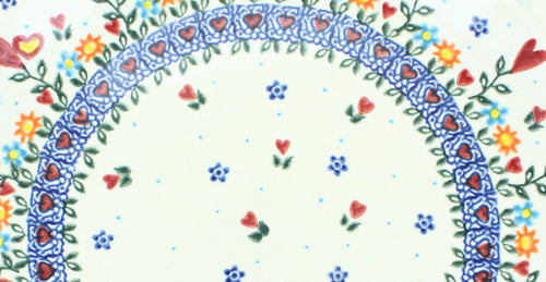 Hearts & Flowers Tall Vase Polish Pottery